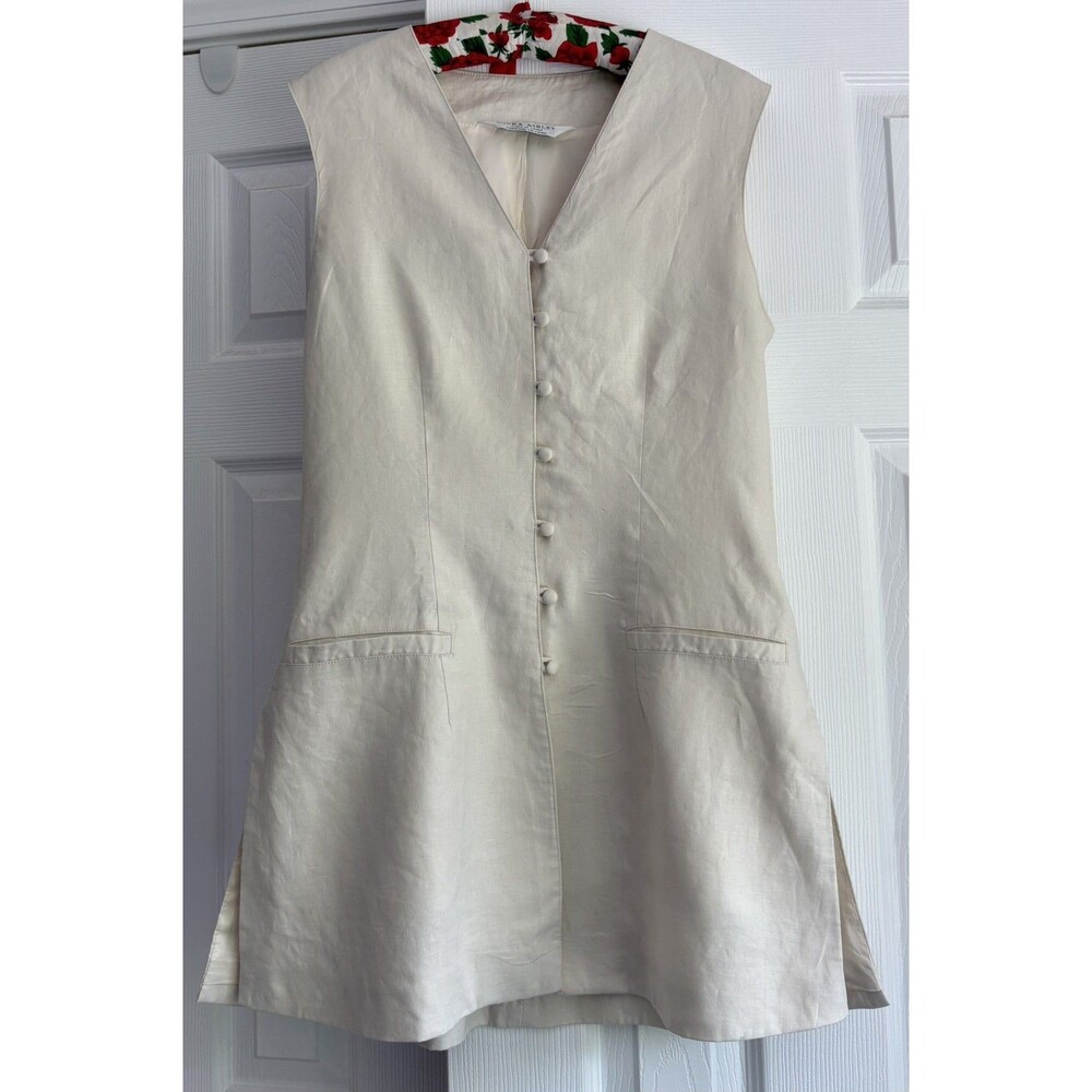 VTG 90’s Y2K Laura Ashley Womens Linen Buttoned Vest Top Ivory Size 6 Quiet Lux